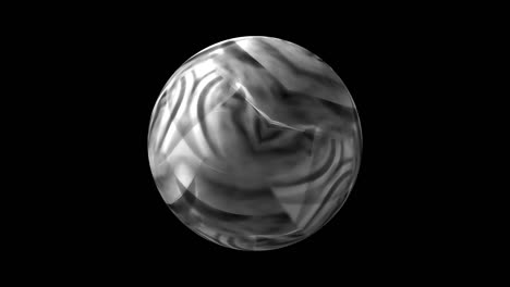 4k 3d abstracto en blanco y negro fantasía esfera alienígena textura morphing y movimiento canal alfa aislado usando prores quicktime 4444. tecnología de ciencia ficción efecto de elemento místico para logotipos o composiciones