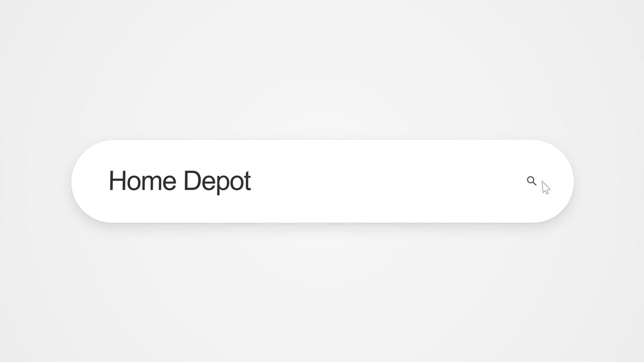 Typing Home Depot into a web browser search bar