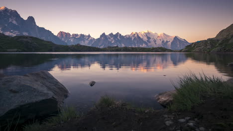 sunset seen from lake des cheserys, chamonix