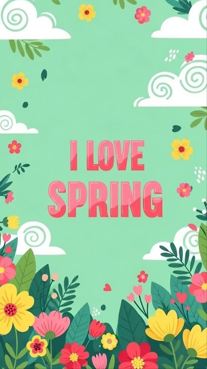 Illustrative spring blooming flowers background with text
