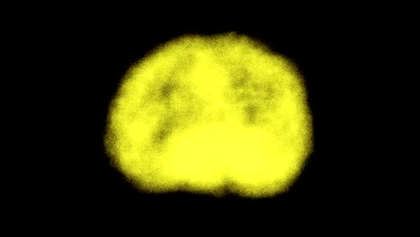 cerebro dorado y polvo sobre fondo negro