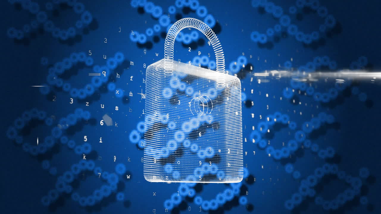 animación de cadenas de adn, procesamiento de datos científicos a través de un candado
