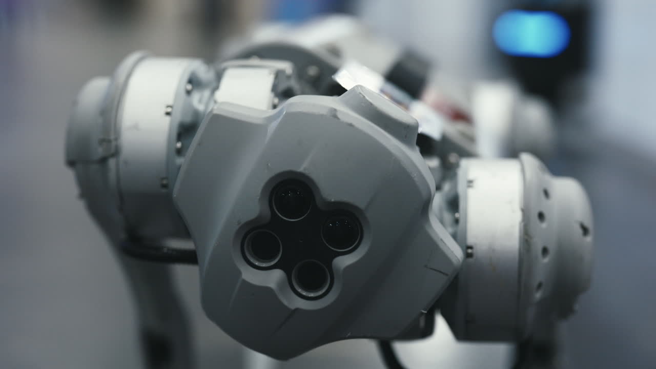 Close-up View of a Robot's Head and Sensors