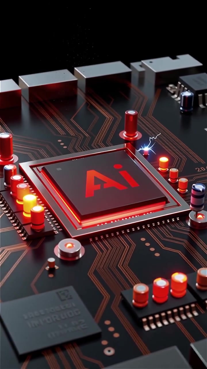 Futuristic AI Chip Motherboard Technology Background