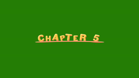 chapter 5 wobbly gold yellow text animation pop up effect on a green screen - chroma key
