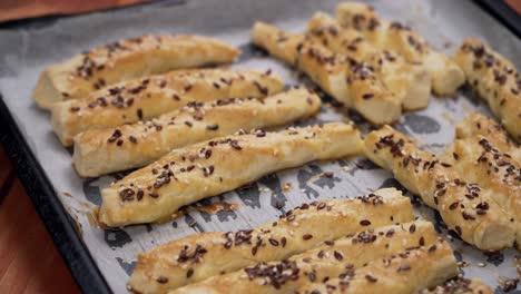 Baked-dough-sticks-just-out-of-the-oven,-delicious