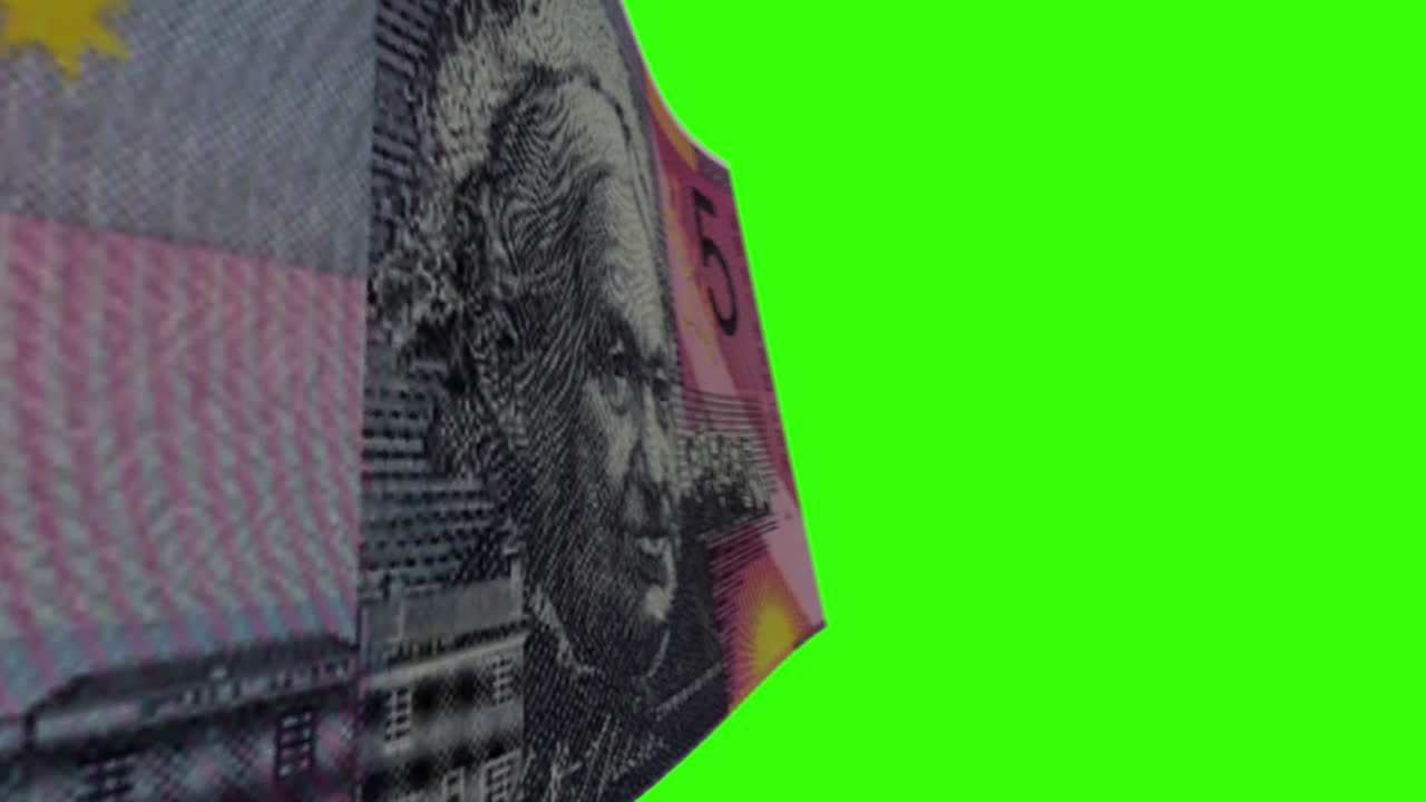 Australian Five Dollar Note on Green Screen