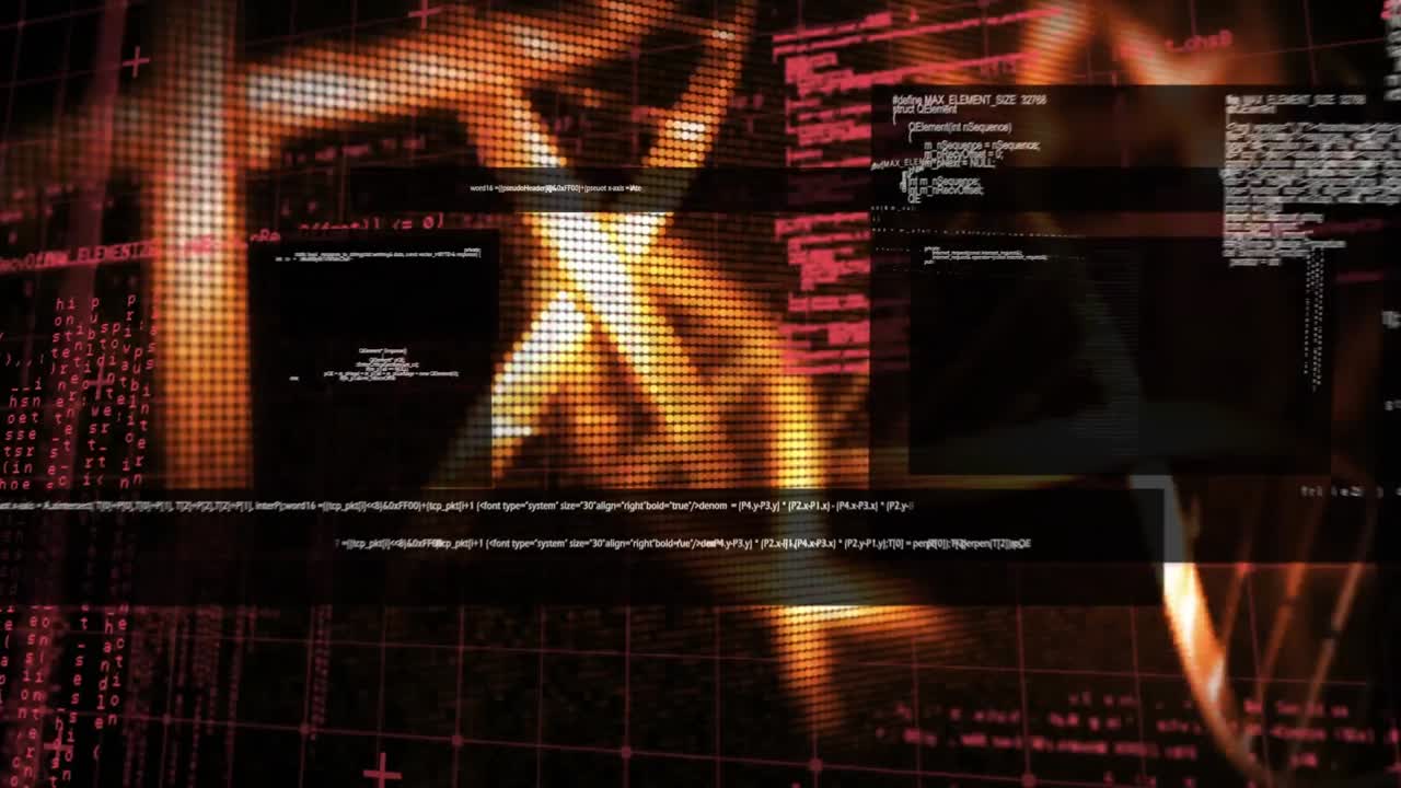 dna 가닥의 애니메이션과 과학적 데이터 처리