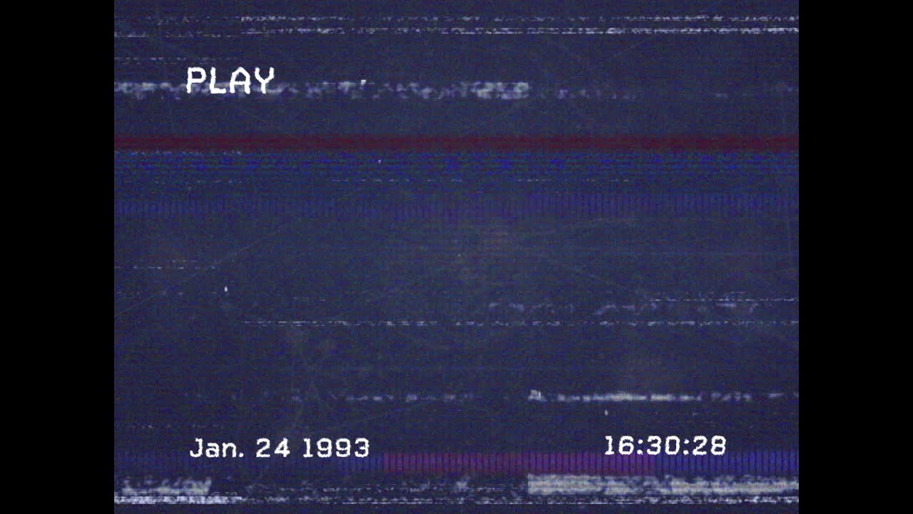 Animation of vhs glitch effect over network of connections against blue background