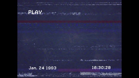 animación del efecto de falla de vhs sobre la red de conexiones contra un fondo azul