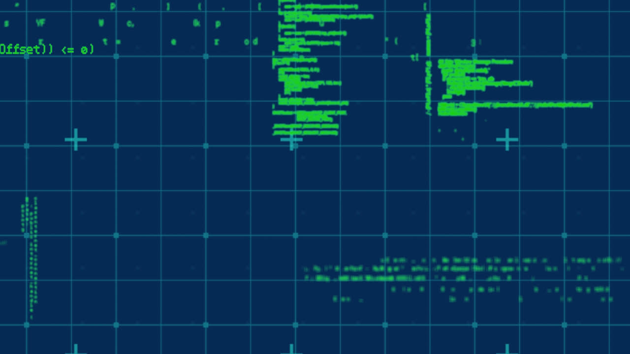 Animation of data processing on navy background