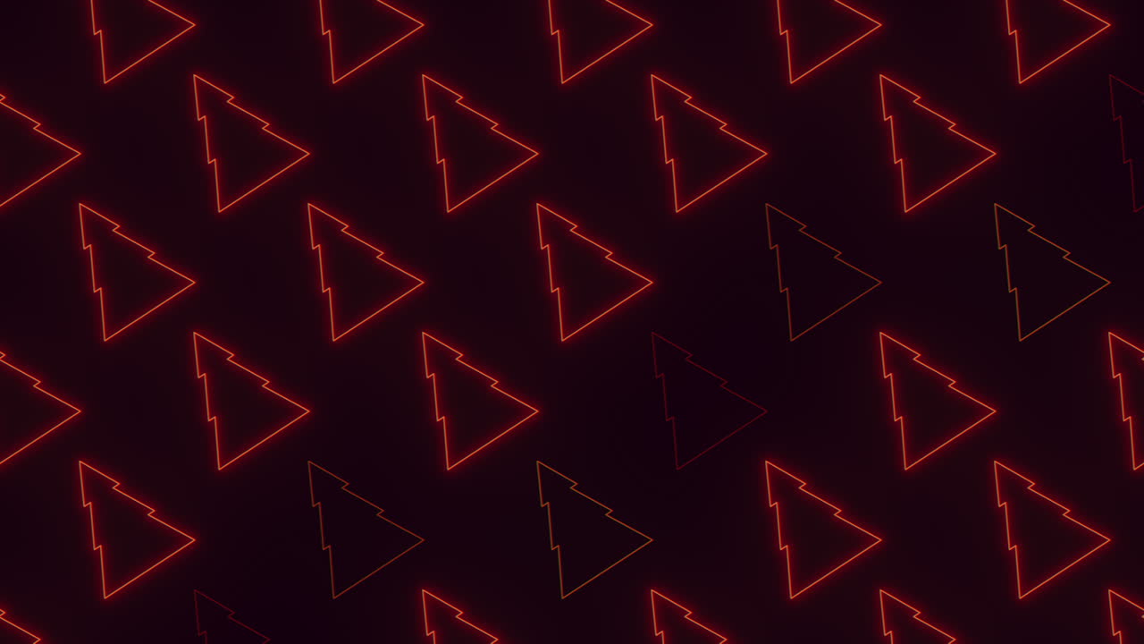 árbol de navidad de neón rojo en filas en gradiente negro