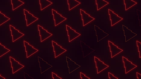 árbol de navidad de neón rojo en filas en gradiente negro
