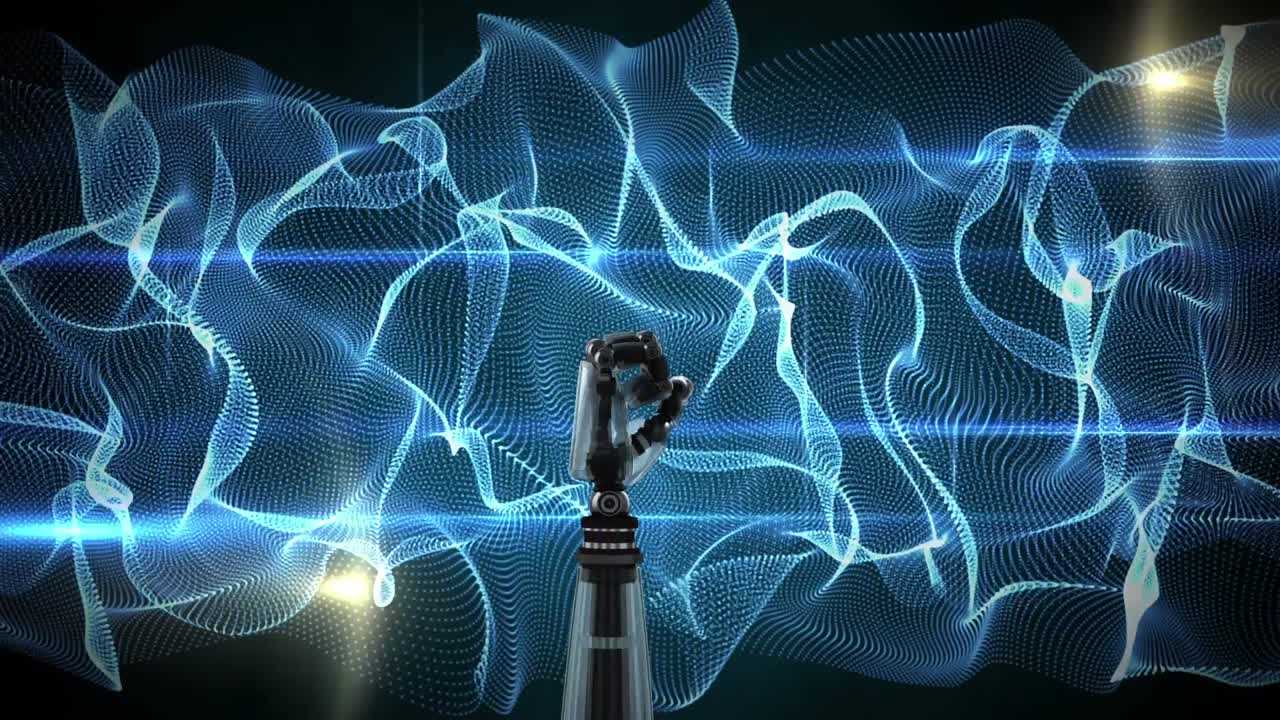 mano de robot en un fondo abstracto