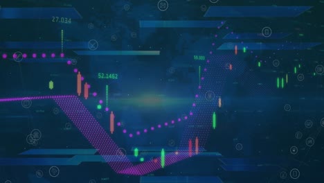 Animación-De-Estadísticas-Y-Procesamiento-De-Datos-Sobre-Fondo-Azul