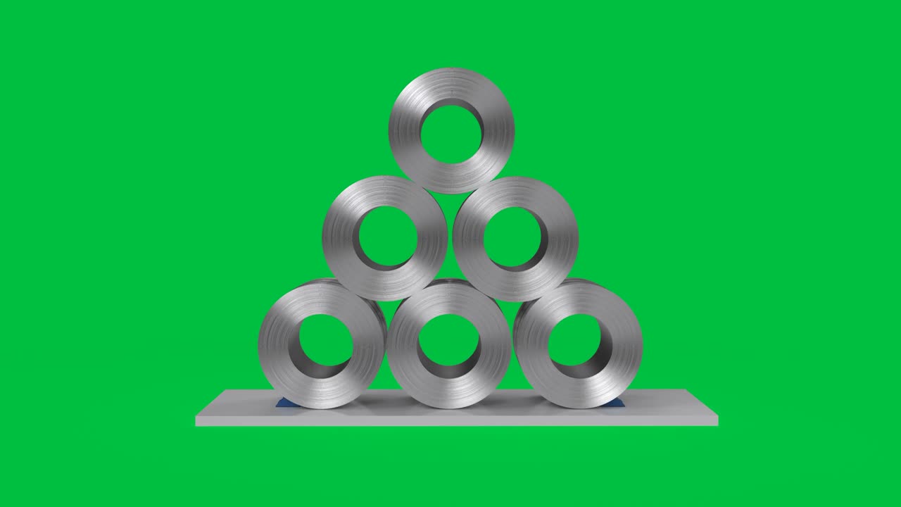 녹색 스크린 배경에 강철 판의 3d 렌더링 롤