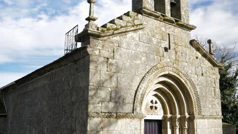 San-Pedro-de-Boado's-church-facade,-Xinzo-de-Limia,-Spain