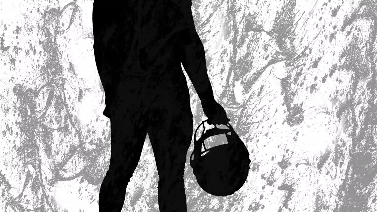 회색 배경의 모양 위에 남성 아메리칸 볼 선수의 실루 애니메이션