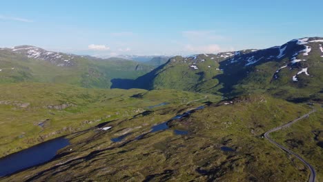 stunning vikafjellet mountain at sunset - aerial showing curvy