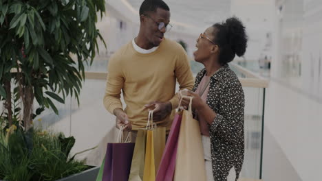 happy couple shopping