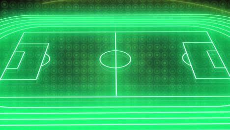 Animation-Eines-Grünen-Neon-Sportstadions-über-Kreisen-In-Reihe-Auf-Schwarzem-Hintergrund