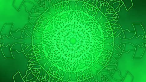 bucle de animación de arte de mandala de línea verde en un fondo degradado