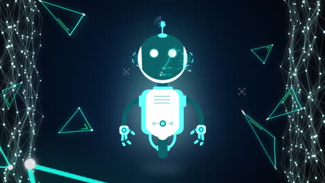animación del icono de un chatbot y procesamiento de datos