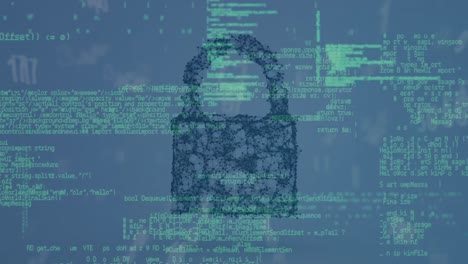 Animation of padlock and data processing over numbers