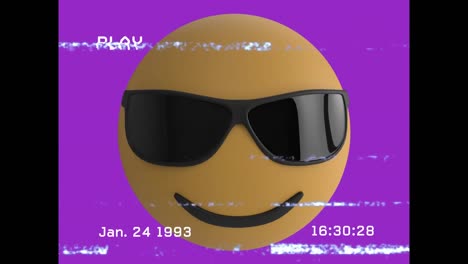 animación del icono emoji de las gafas de sol sobre la pantalla con ruido