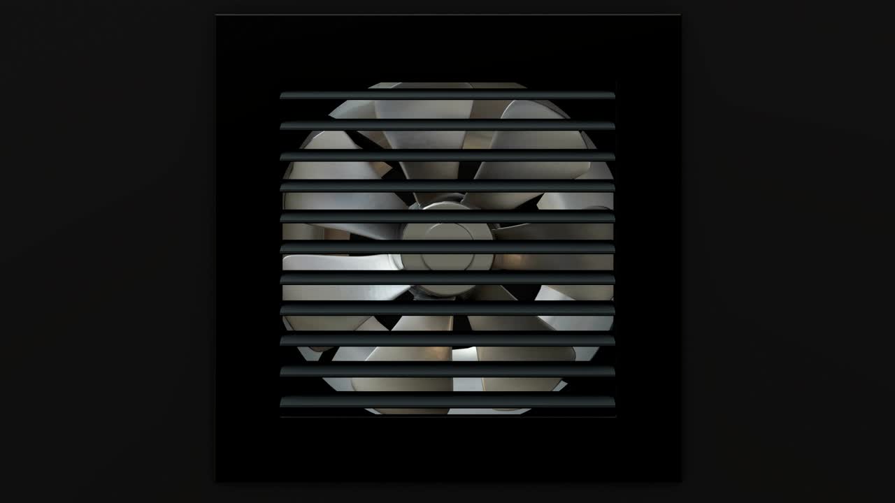 검은 벽에 금속 팬.