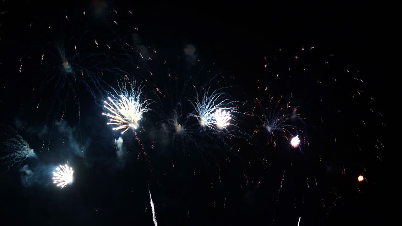 Beautiful colourful fire work display at night for celebration in festival