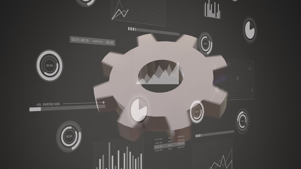 animación del procesamiento de datos sobre fondo gris