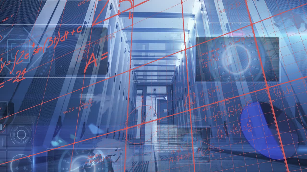 Animation of data processing over server room