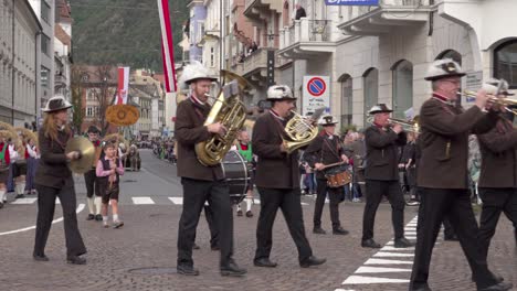 traditional brass band parade in european town