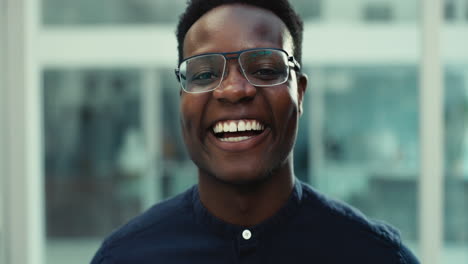 face, smile and black man with business