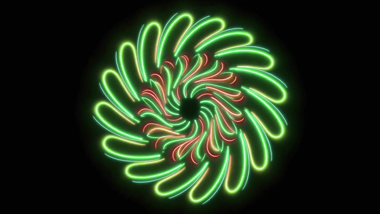 Abstract Neon Green and Red Circular Pattern Animation