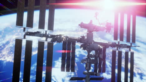 la estación espacial internacional está flotando en órbita sobre el planeta tierra.