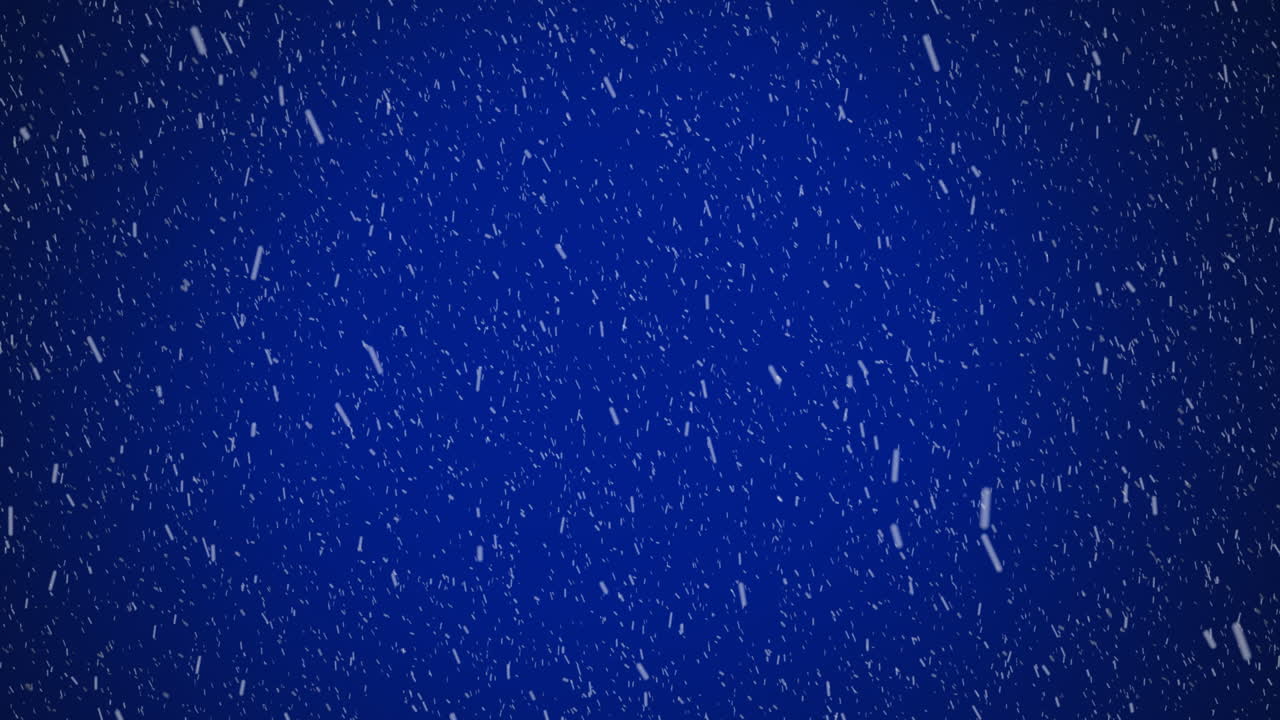 파란색 배경에 눈이 내리는 겨울 풍경의 애니메이션