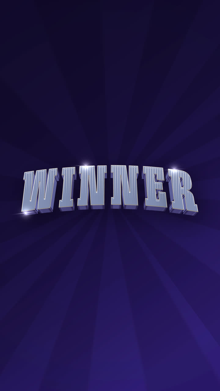 Metallic 3D 'Winner' Text on Purple Radial Background