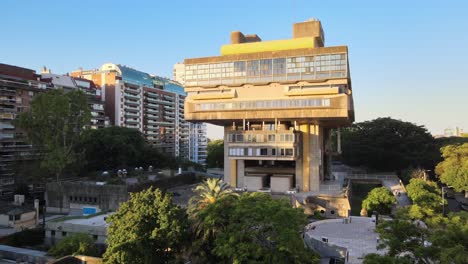 aerial push in view of mariano moreno national library in buenos aires