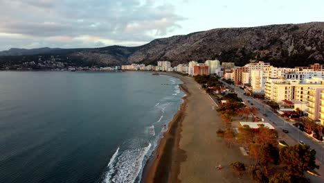 high aerial, albanian coastlne, shengjin albania, adriatic sea