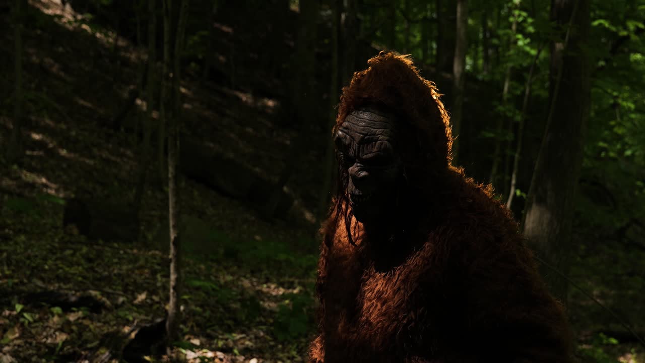 Bigfoot sasquatch grassman, cryptid wanders the woods