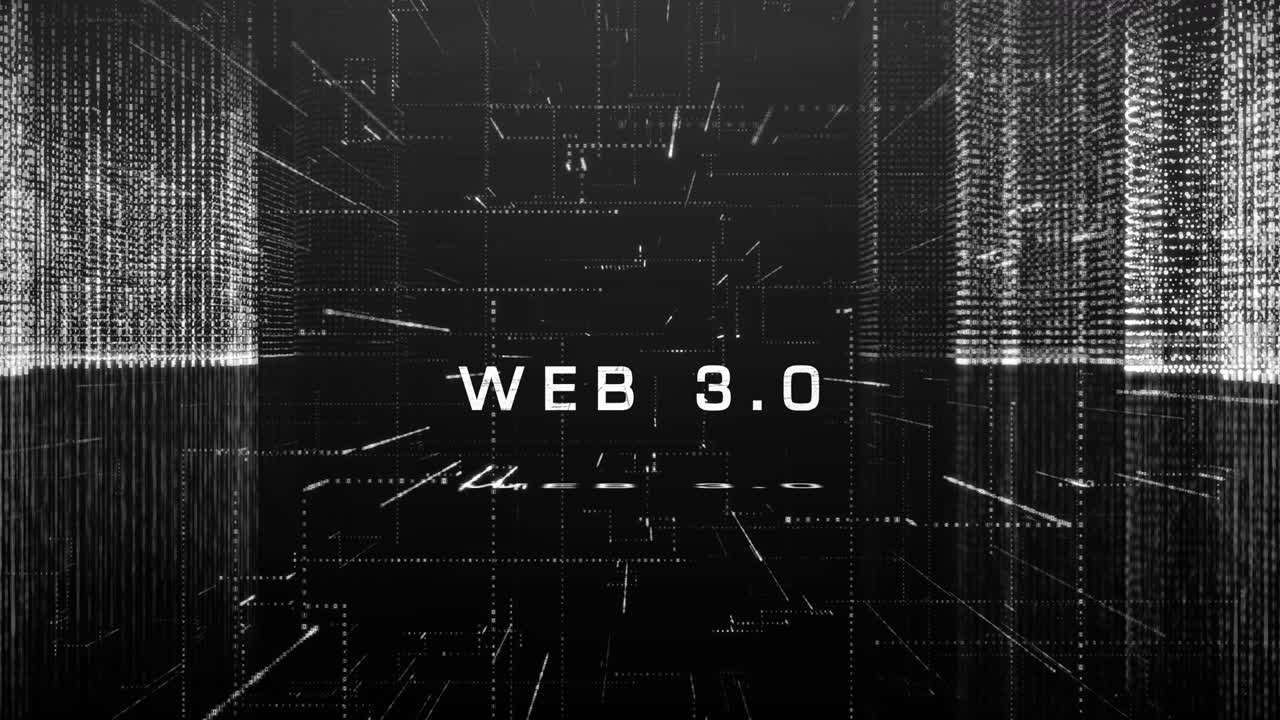 abstracto web digital 3.0 ciber ciudad fondo stock video usa, tecnología, elementos en bucle diseño de la ciudad partícula, abstracto, fondos web 3.0