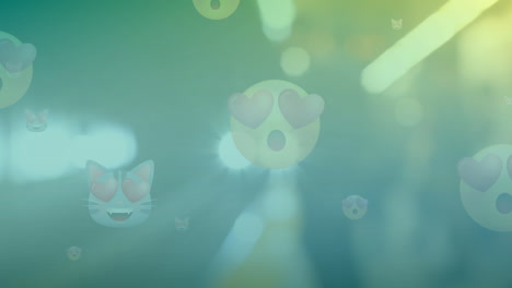 animation of heart emojis on green background