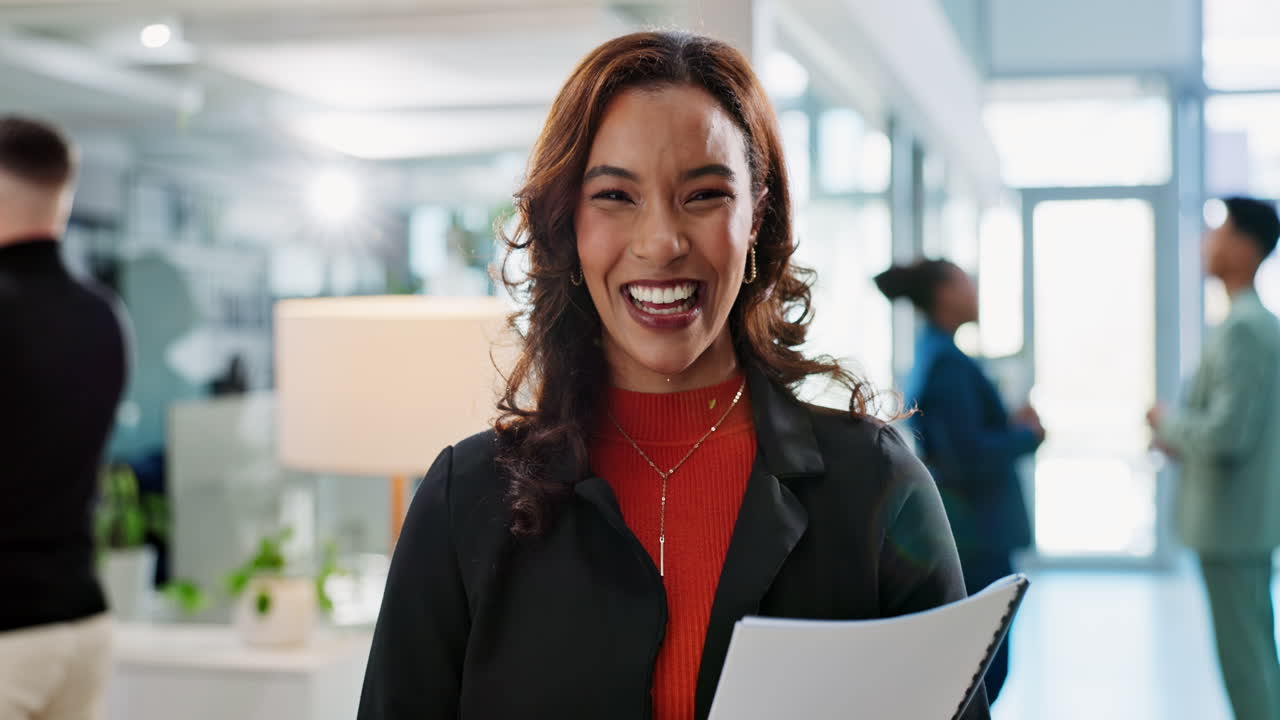 Smiling businesswoman in an office setting