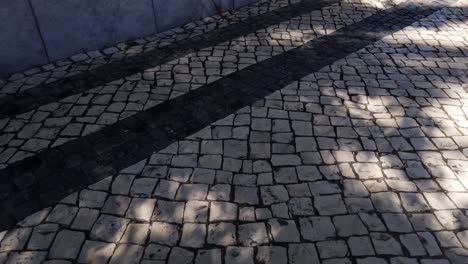 black and white portuguese calcada pavement in tavira, portugal