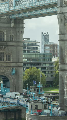 timelapse of tower bridge, london in vertical