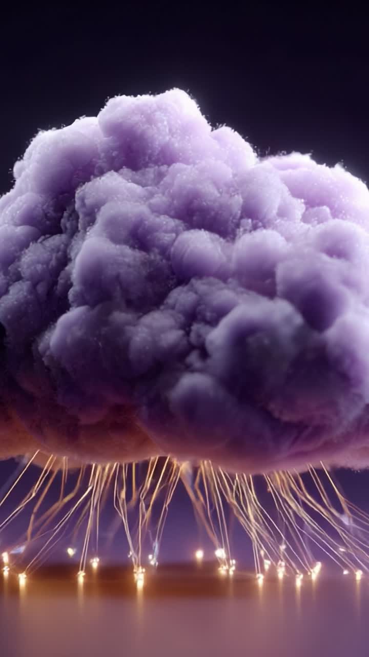 Surreal Purple Cloud with Electric Tendrils: A Stunning Visual of Atmospheric Elements Merging Technology and Nature to Create an Enchanting Illusion