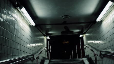 subway stairwell at night