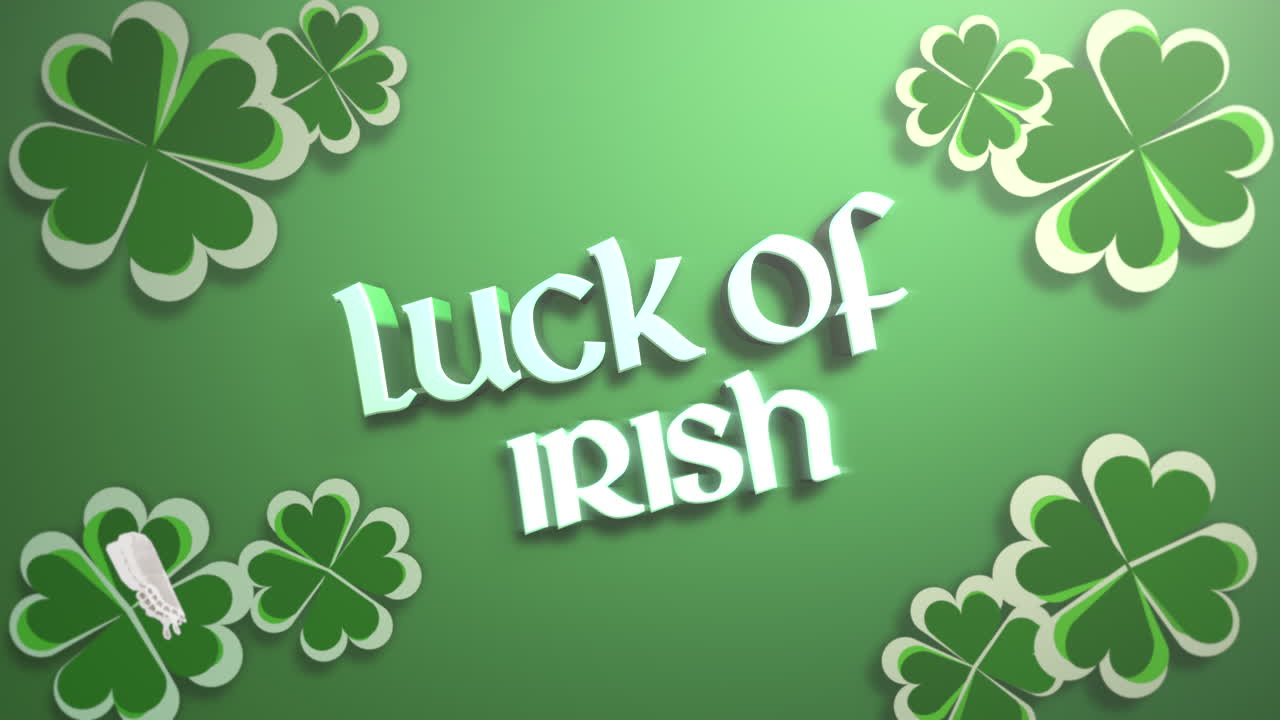 Luck Of Irish with green spring flowers with butterfly on table
